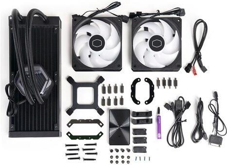 Купить Cooler Master MasterLiquid 240 ATMOS. Typ: Liquid cooling kit, Lüfterdurchmesser: 12 cm, Rotationsgeschwindigkeit (min.): 690 RPM, Rotationsgeschwindigkeit (max.): 2500 RPM, Geräuschpegel (hohe Geschwindigkeit): 27,2 dB, (MLX-D24M-A25PZ-R1) в магазине wardena.ru