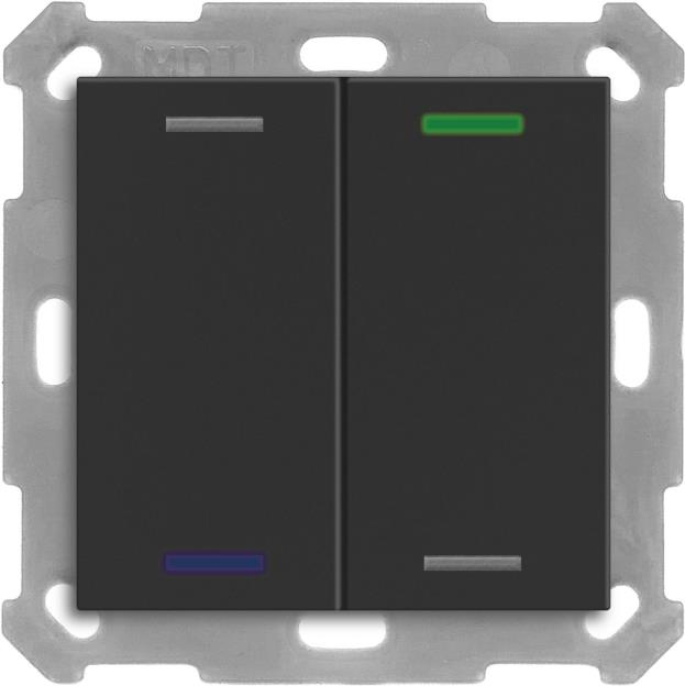 Купить MDT BE-TAL550206.01 KNX Taster Light 55 2-fach RGBW Schwarz matt Neutral 1 (BE-TAL550206.01) в магазине wardena.ru