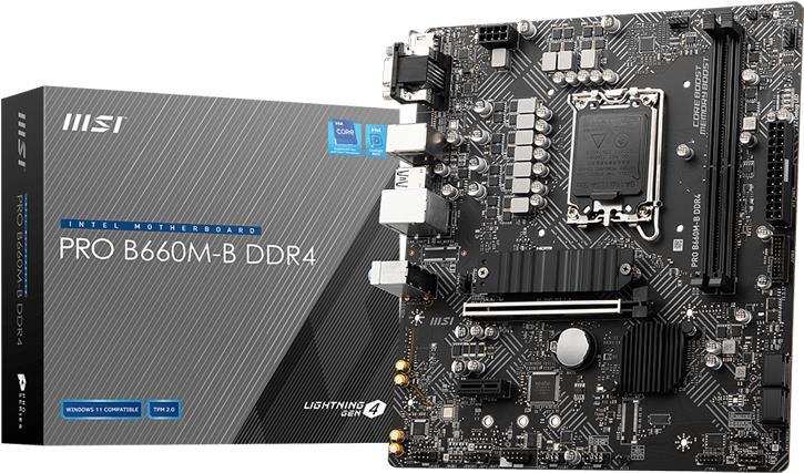 Купить MSI PRO B660M-B DDR4 - Motherboard - micro ATX - LGA1700-Sockel - B660 Chipsatz - USB 3.2 Gen 1 - 2.5 Gigabit LAN - Onboard-Grafik (CPU erforderlich) - HD Audio (8-Kanal) (7D45-004R) в магазине wardena.ru