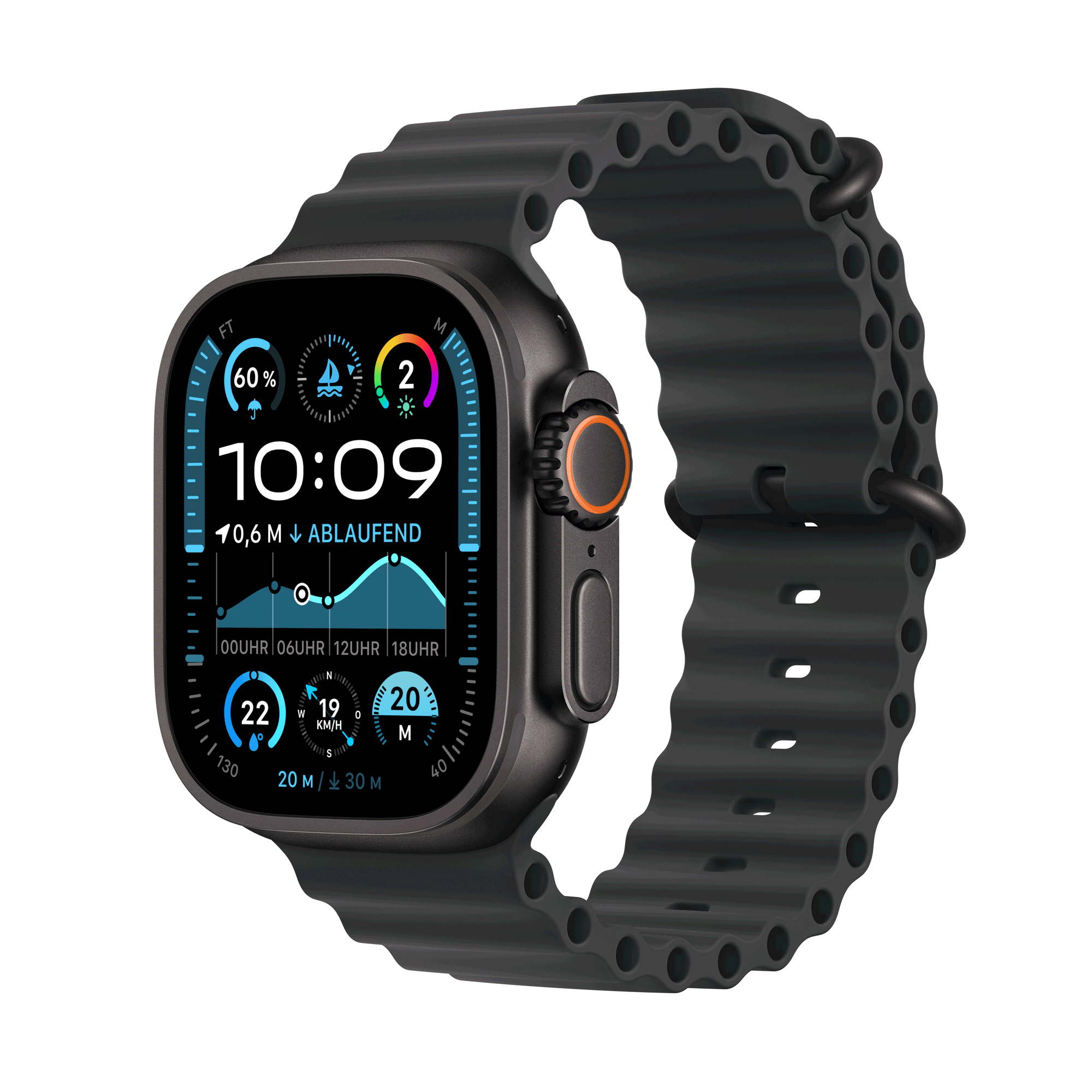 Купить Apple Watch Ultra 2 GPS + Cellular 49mm Black Titanium Case mit Black Ocean Band (MX4P3FD/A) в магазине wardena.ru