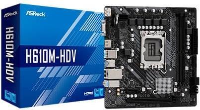 Купить ASRock H610M-HDV - Motherboard - micro ATX - LGA1700-Sockel - H610 Chipsatz - USB 3.2 Gen 1 - Gigabit LAN - Onboard-Grafik (CPU erforderlich) - HD Audio (8-Kanal) (90-MXBHS0-A0UAYZ) в магазине wardena.ru