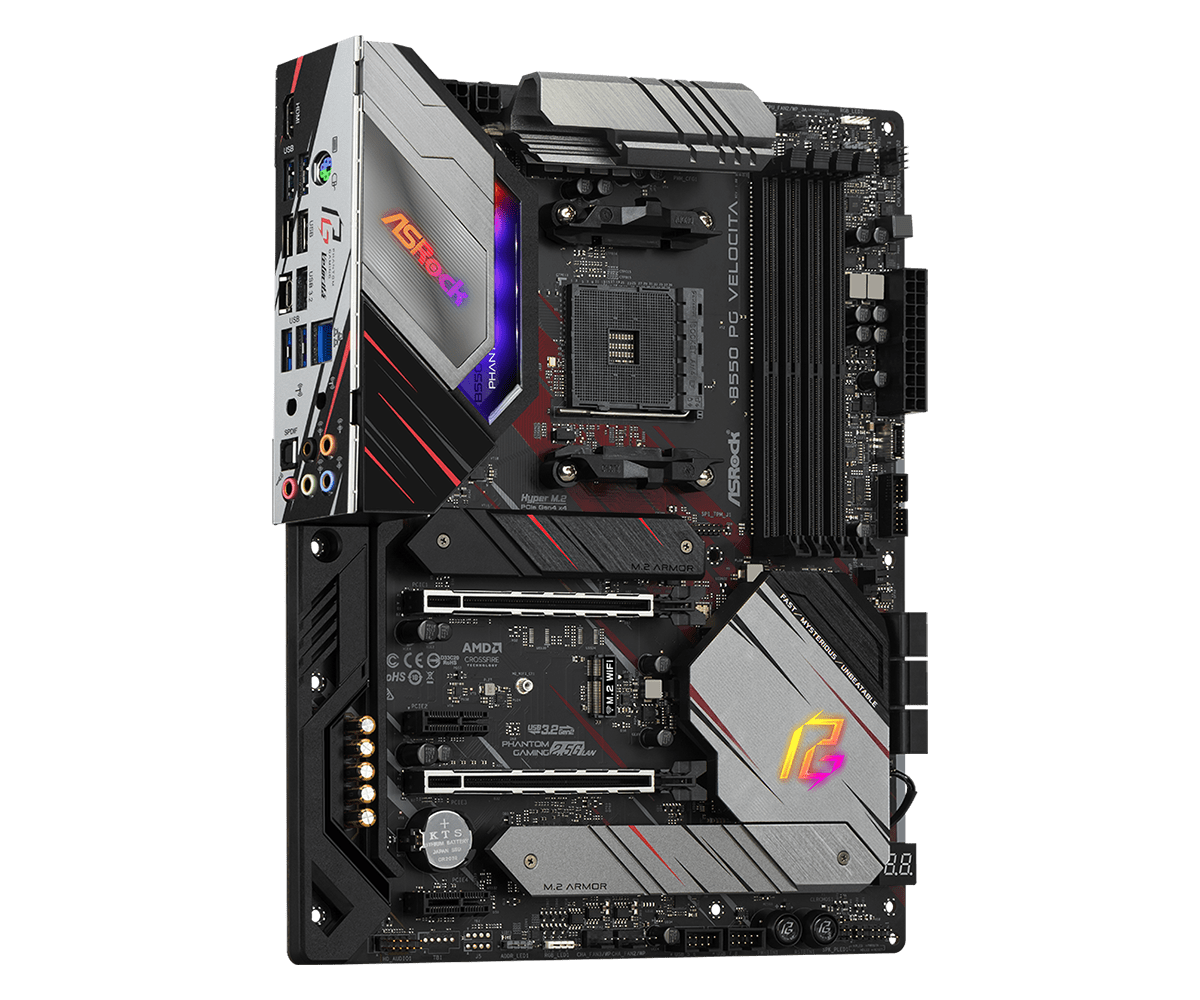 Купить ASRock B550 PG Velocita - Motherboard - ATX - Socket AM4 - AMD B550 - USB-C Gen2, USB 3.2 Gen 1, USB 3.2 Gen 2 - 2.5 Gigabit LAN - Onboard-Grafik (CPU erforderlich) - HD Audio (8-Kanal) (90-MXBD90-A0UAYZ) в магазине wardena.ru