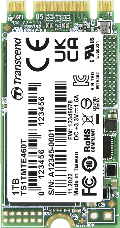 Купить Transcend MTE460T 1 TB Interne M.2 PCIe NVMe SSD 2242 3.0 x2 Retail (TS1TMTE460T) в магазине wardena.ru