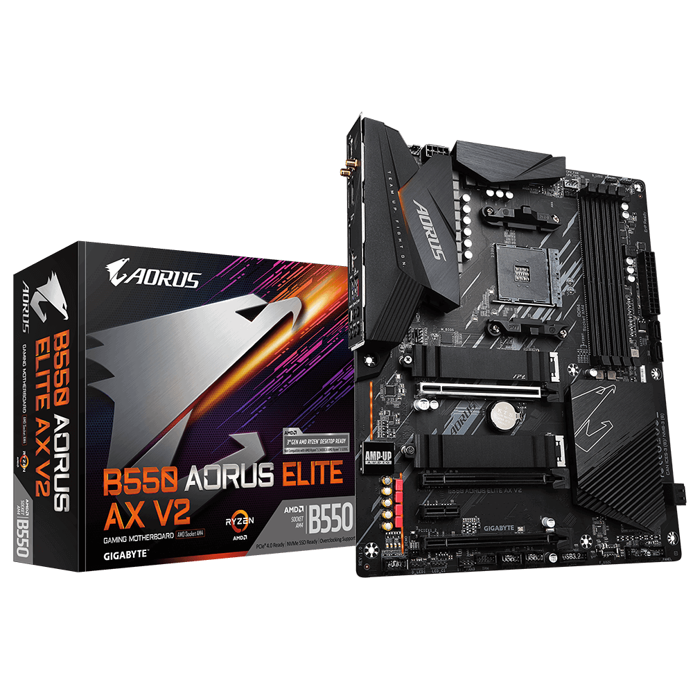 Купить Gigabyte B550 AORUS ELITE AX V2 - AMD - Socket AM4 - AMD Ryzen 3 3rd Gen - 3rd Generation AMD Ryzen 5 - 3rd Generation AMD Ryzen 7 - 3rd Generation AMD... - DDR4-SDRAM - DIMM - 2133,2400,2667,2933,3200,3333,3600,4000,440 в магазине wardena.ru