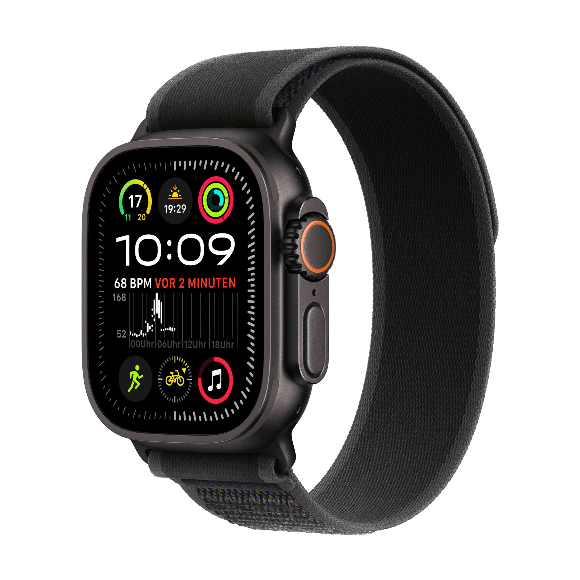 Купить Apple Watch Ultra 2 GPS + Cellular 49mm Black Titanium Case mit Black Trail Band - M/L (MX4V3FD/A) в магазине wardena.ru