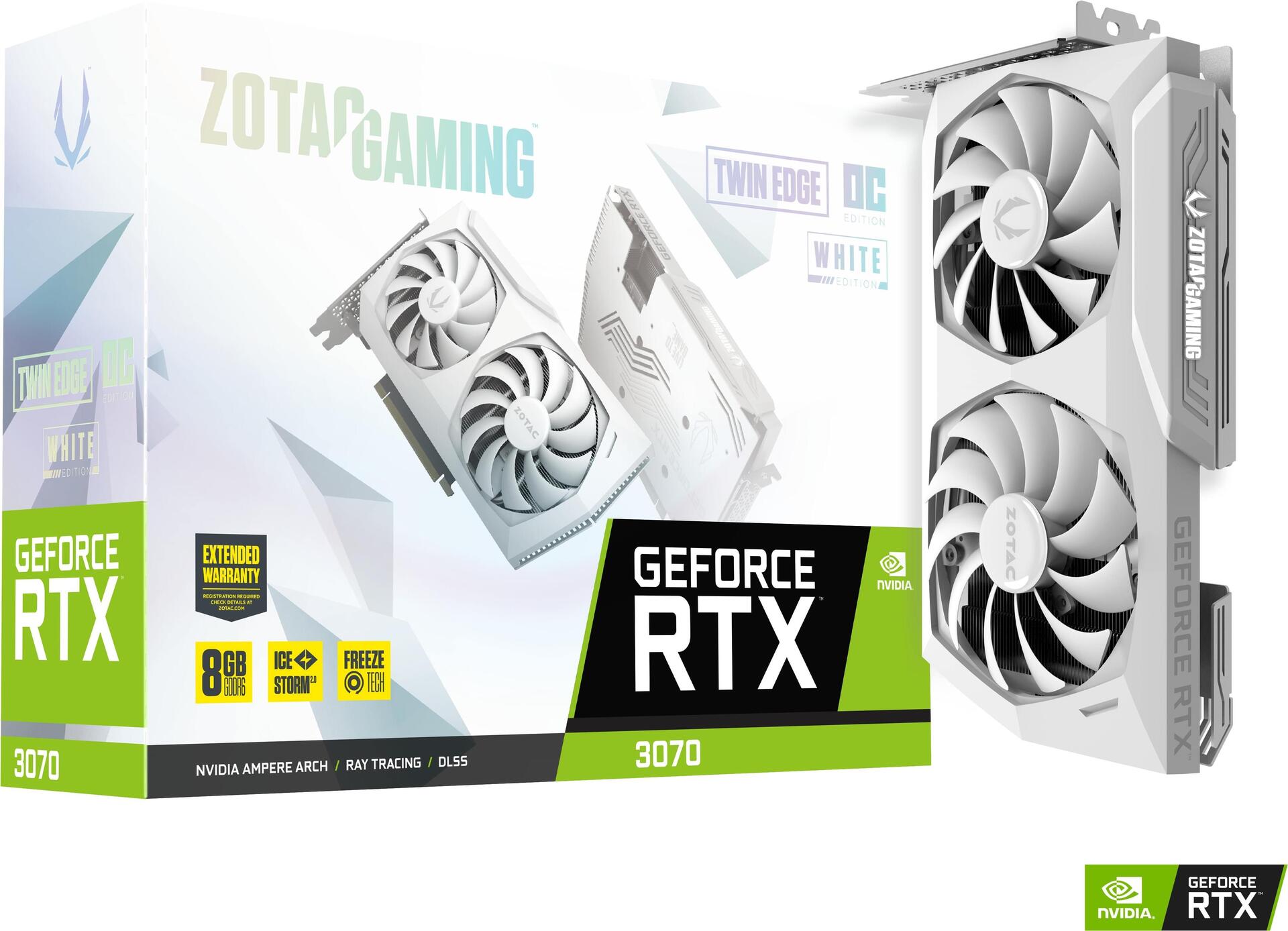 Купить ZOTAC GAMING GeForce RTX 3070 Twin Edge OC LHR - White Edition - Grafikkarten - GF RTX 3070 - 8 GB GDDR6 - PCIe 4.0 x16 - HDMI, 3 x DisplayPort - weiß (ZT-A30700J-10PLHR) в магазине wardena.ru