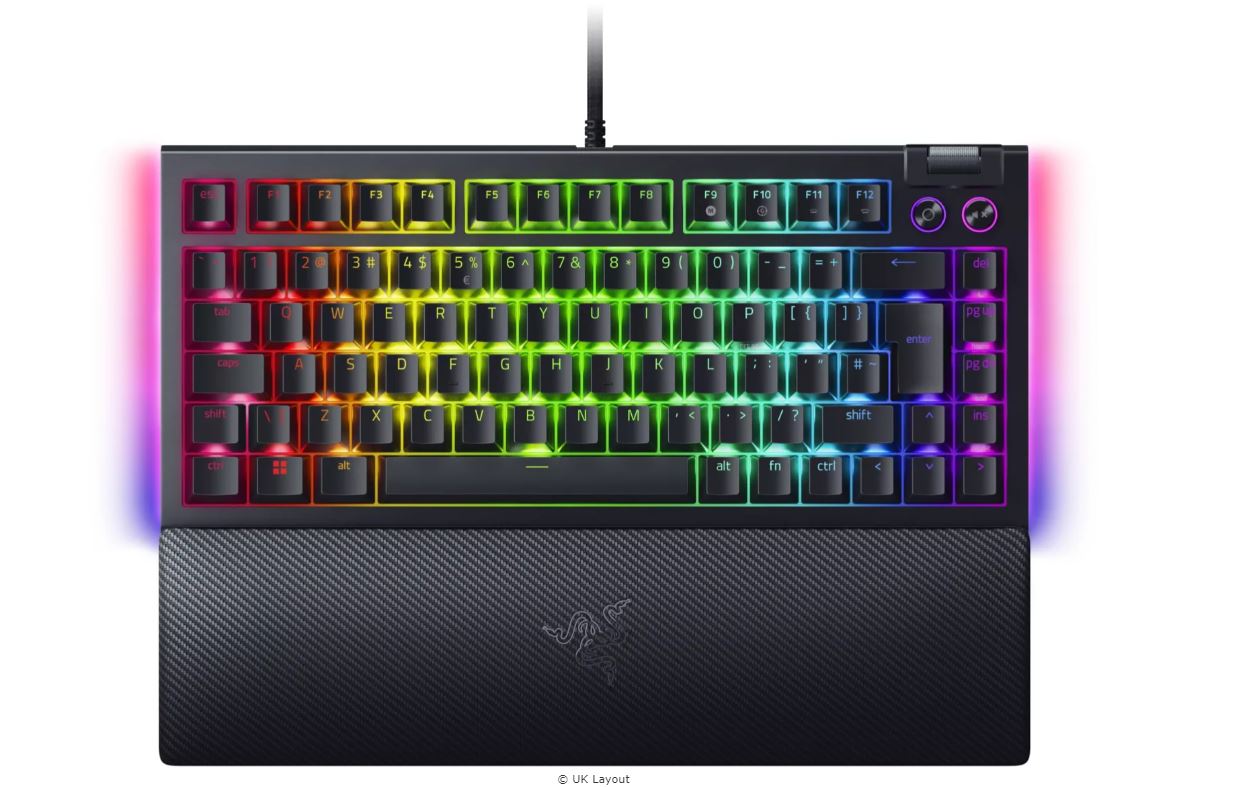 Купить Razer BlackWidow V4 75% - Tastatur - Hintergrundbeleuchtung - USB-C - QWERTY - US International - Tastenschalter: Razer Orange Gen-3 (RZ03-05000400-R3E1) в магазине wardena.ru