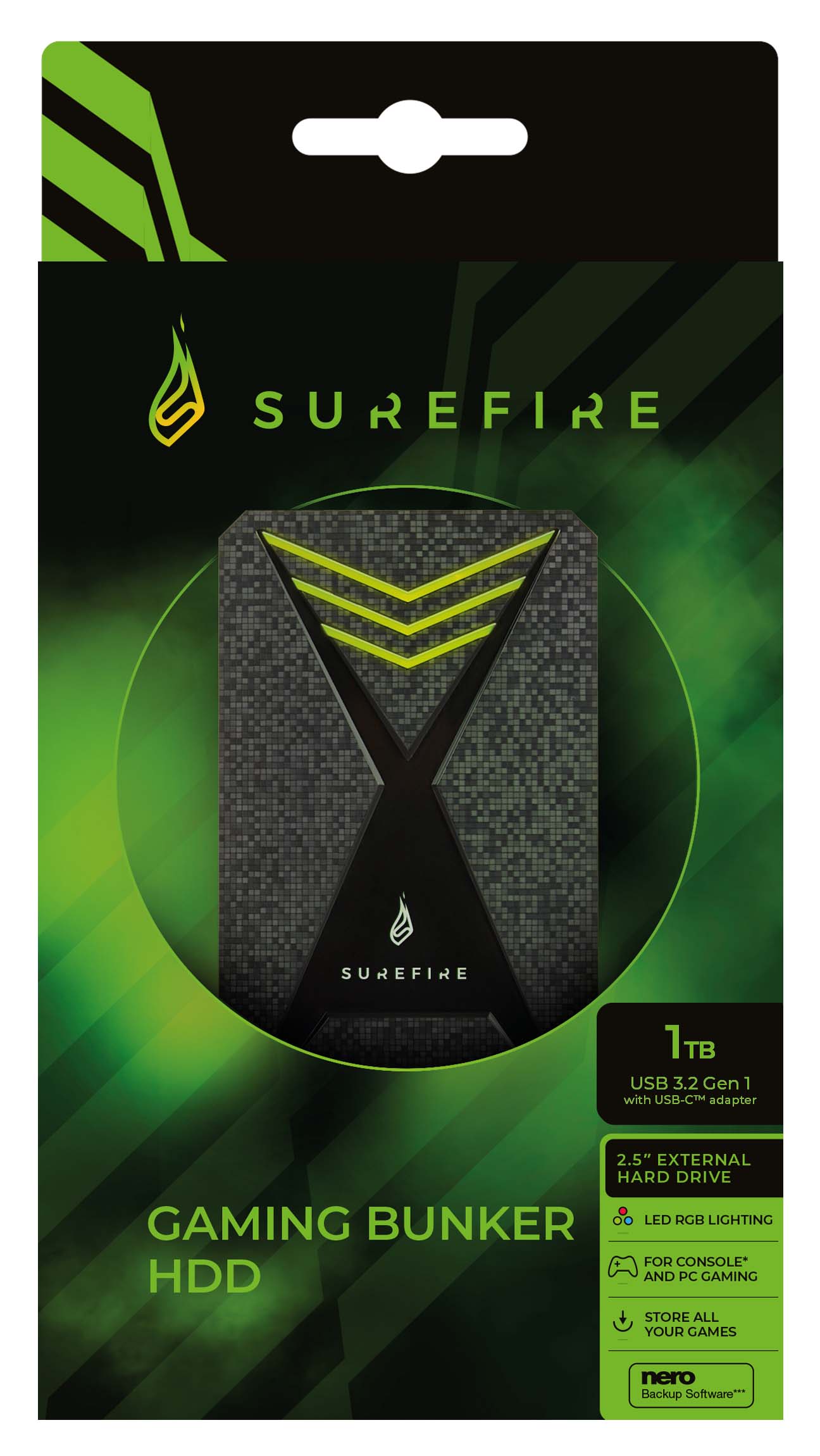 Купить SureFire Bunker Gaming HDD 2.5" USB 3.2 Gen 1 2TB Black (53682) в магазине wardena.ru