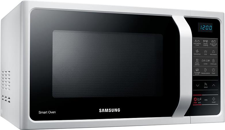 Купить Samsung MC28H5013AW/EG Heißluft-Mikrowelle 28 Liter, weiß 900 Watt Leistung, 28l Garraumvolumen - 35 Automatikprogramme, 2 Kombiprogramme - Grill, Heißluftfunktion - Drehteller-Durchmesser: 32cm - 15 Vitalprogramme, Jogh в магазине wardena.ru