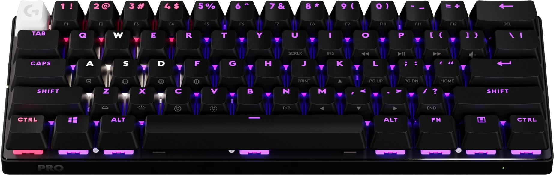 Купить Logitech G PRO X 60 - Tastatur - Gaming - 60% - TKL - Hintergrundbeleuchtung - Bluetooth, 2.4 GHz - QWERTY - US International - Tastenschalter: Tactile - Schwarz (920-011911) в магазине wardena.ru