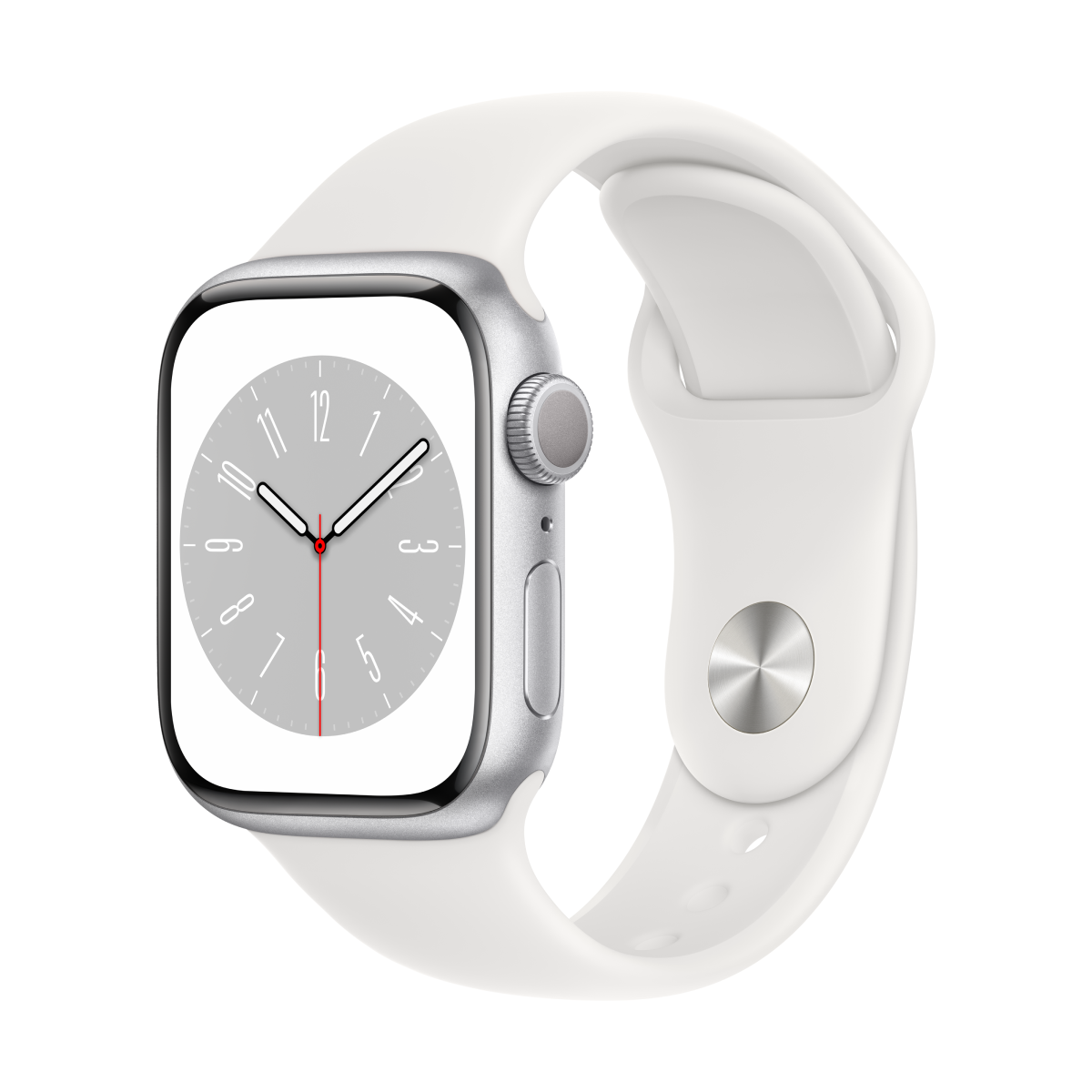 Купить Apple Watch Series 8 (GPS) - 41 mm - Aluminium, Silber - intelligente Uhr mit Sportband - Flouroelastomer - weiß - Bandgröße: regelmäßig - 32GB - Wi-Fi, Bluetooth - 32 g (MP6K3FD/A) в магазине wardena.ru