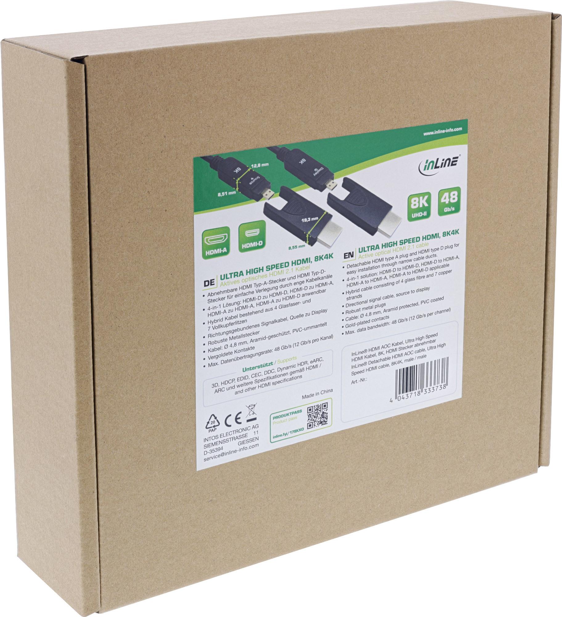 Купить InLine HDMI AOC Kabel Ultra High Speed HDMI 8K4K Stecker abnehmbar 25m - Kabel - Audio/Multimedia (17925O) в магазине wardena.ru