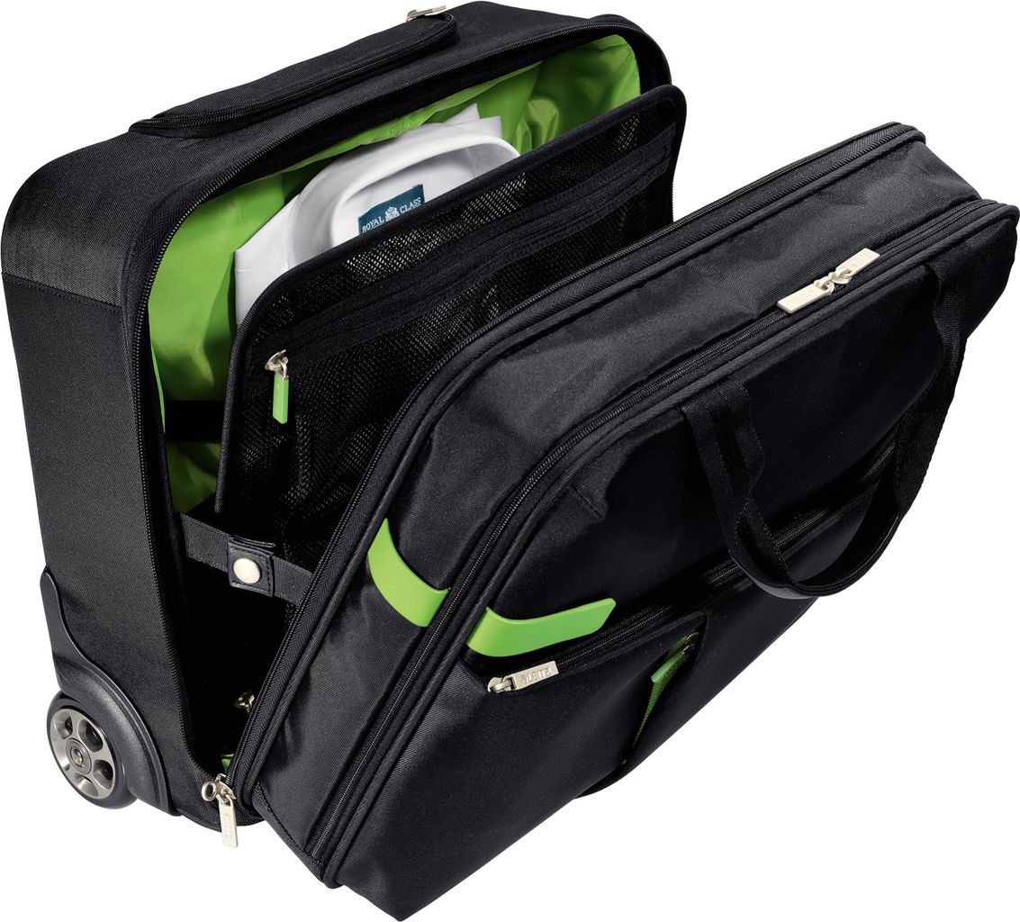 Купить LEITZ Reisetrolley Smart Traveller Complete, schwarz aus Polyester, innen mit weichem Fleece, grünes Innenfutter, - 1 Stück (6059-00-95) в магазине wardena.ru