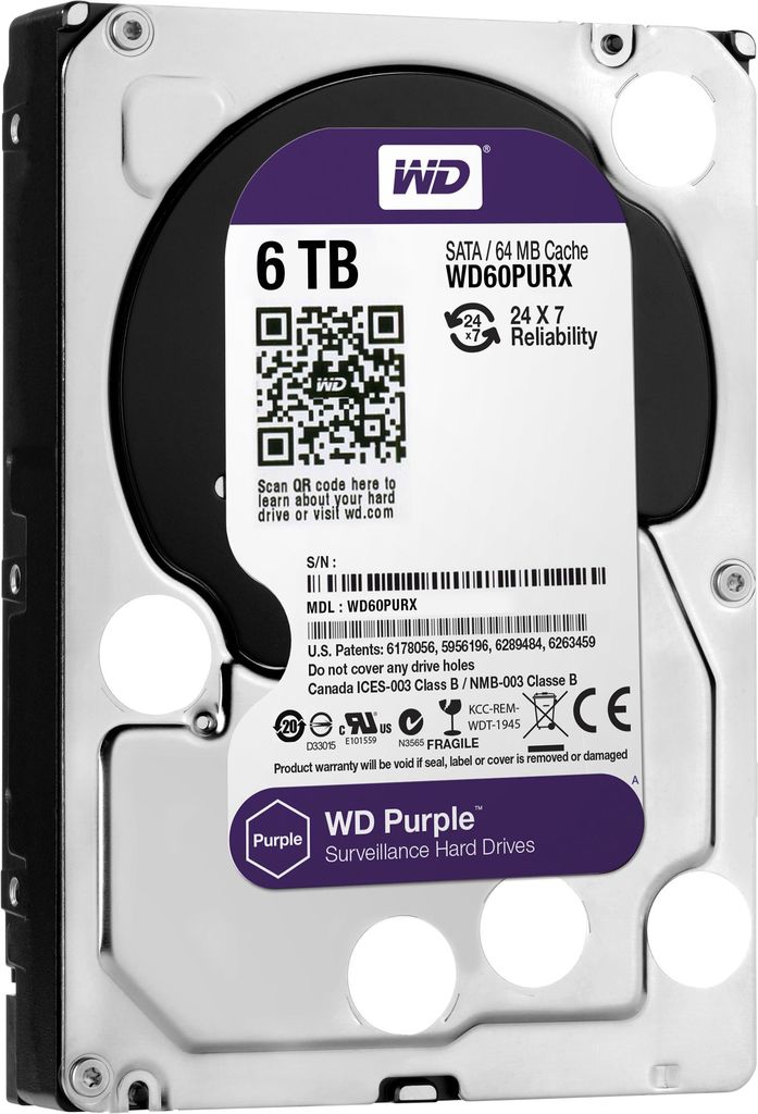 Купить WD Purple WD60PURX - Festplatte - 6 TB - intern - 3.5" (8.9 cm) - SATA 6Gb/s - Puffer: 64 MB в магазине wardena.ru