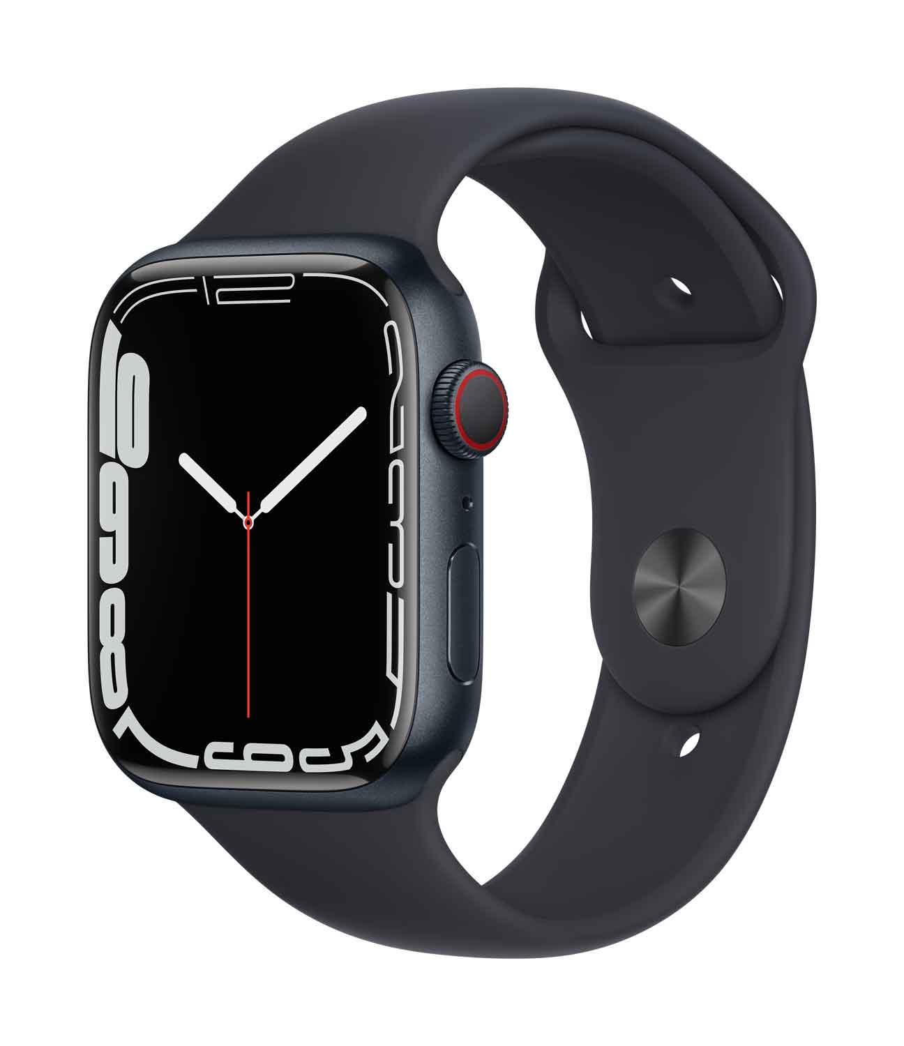 Купить Apple Watch Series 7 (GPS + Cellular) - 45 mm - midnight aluminum - intelligente Uhr mit Sportband - Flouroelastomer - Midnight - Bandgröße: regelmäßig - 32GB - Wi-Fi, Bluetooth - 4G - 38,8 g (MKJP3FD/A) в магазине wardena.ru