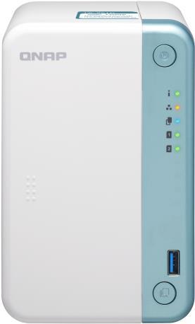 Купить QNAP TS-251D NAS Tower Eingebauter Ethernet-Anschluss Blau - Weiß J4005 (TS-251D-4G/6TBVN) в магазине wardena.ru