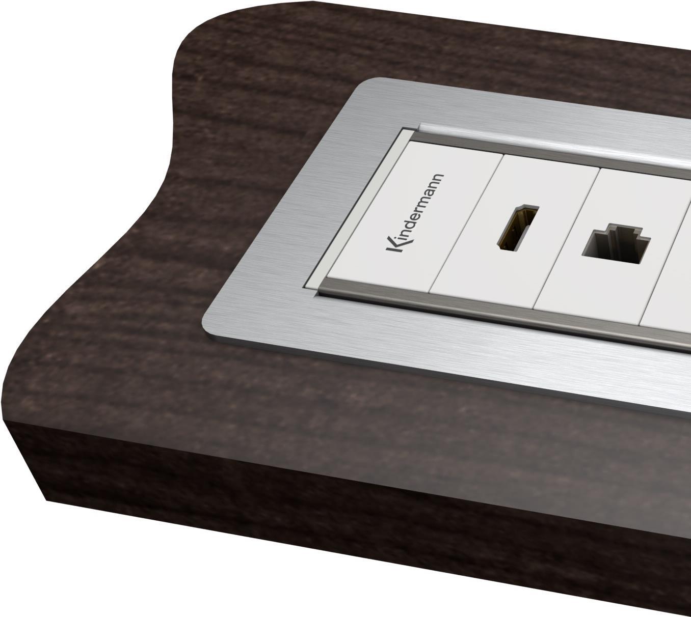 Купить Kindermann 4-fold - Rahmen für Anschlüsse - Tisch montierbar, oberflächenbündig montierbar - eloxiertes Aluminium (7449000020) в магазине wardena.ru