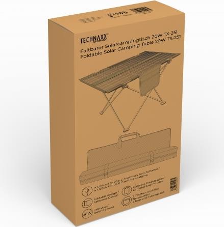 Купить Technaxx Faltbarer Solar-Campingtisch 20W TX-251 - Schwarz, Silber 5083 Belastbarkeit (Gewicht) (max.) 5 kg (5083) в магазине wardena.ru