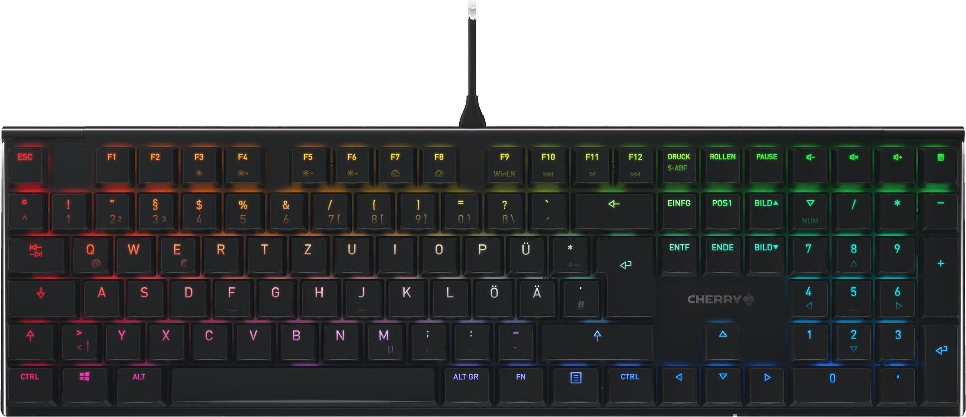 Купить CHERRY MX 10,0N RGB - Tastatur - backlit - USB - Deutsch - Tastenschalter: CHERRY MX Low Profile RGB Speed - Schwarz (G8A-25010LVBDE-2) в магазине wardena.ru