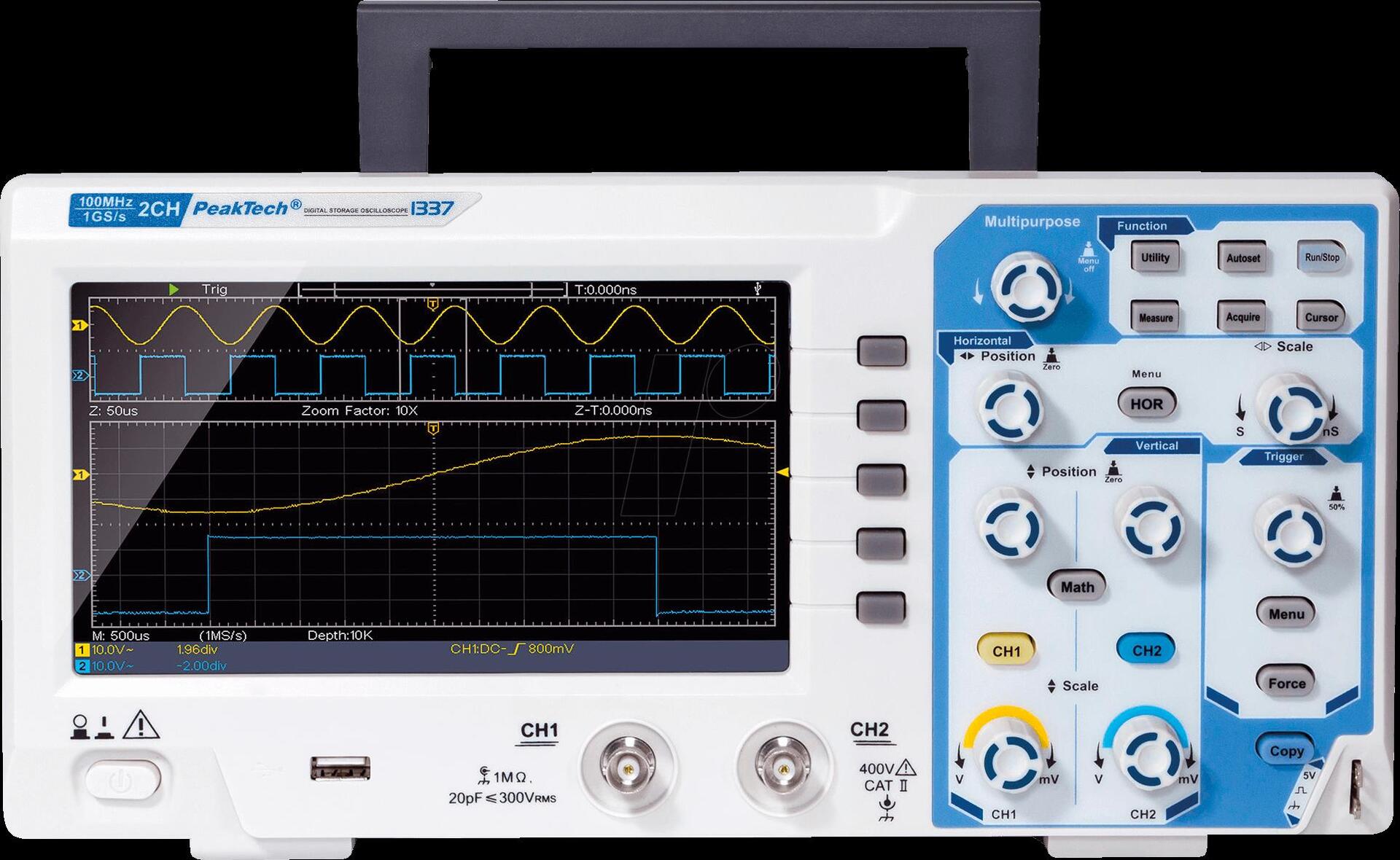 Купить PEAKTECH 1337 - Digital-Speicher-Oszilloskop, 100 MHz, 2 Kanäle (P 1337) в магазине wardena.ru