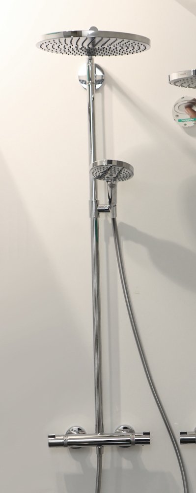 Купить Hansgrohe Raindance Select S Showerpipe 300 2jet Душевой набор с термостатом хром-белый матовый 27133400 в магазине wardena.ru