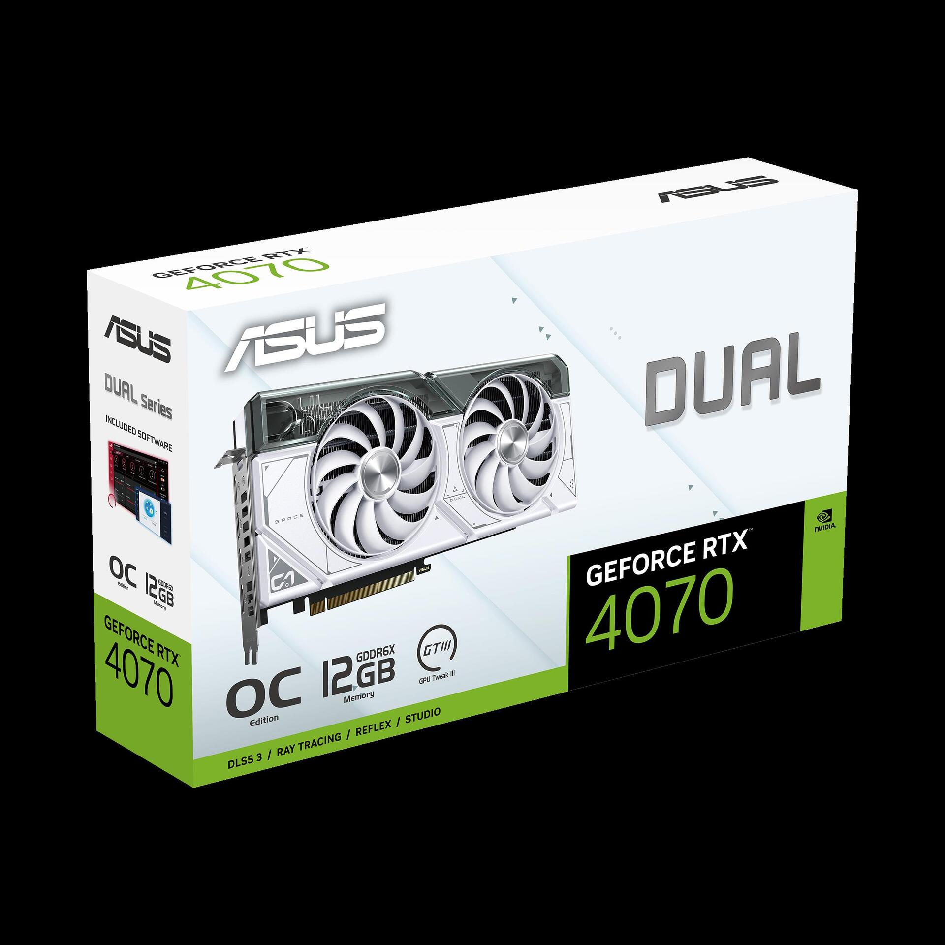 Купить ASUS Dual GeForce RTX 4070 12GB - OC Edition - Grafikkarten - GeForce RTX 4070 - 12GB GDDR6X - PCIe 4,0 - HDMI, 3 x DisplayPort (90YV0IZ4-M0NA00) в магазине wardena.ru