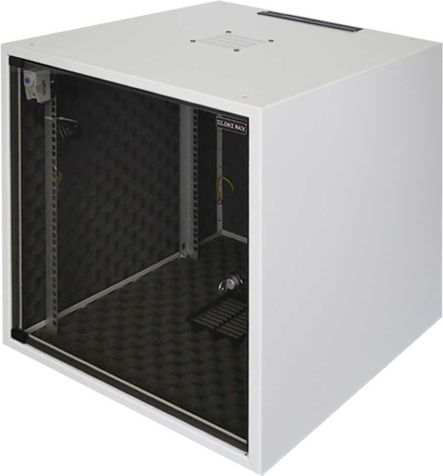 Купить SILENCE RACK Schallgedämmter 19"-Schrank Office - 10 HE - 1 SILENT-Lüfter - BxT 600x600 mm - Glastür - lichtgrau (99SRO106060) в магазине wardena.ru