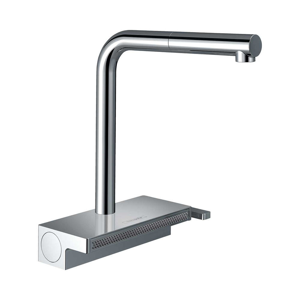Купить Hansgrohe Aquno Select M81 Смеситель для кухни однорычажный 250 с вытяжным душем черный матовый 73836670 в магазине wardena.ru
