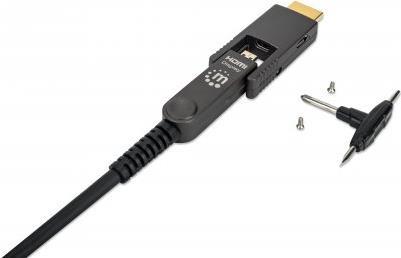 Купить MANHATTAN Aktives optisches High Speed HDMI-Glasfaserkabel mit abnehmbarem Stecker 4K@60Hz UHD, HDMI-Stecker auf Micro-HDMI-Stecker (Typ D) und abnehmbarer HDMI-Stecker (Typ A), 50 m, HEC, ARC, vergoldete Kontakte, schwa (355537) в магазине wardena.ru