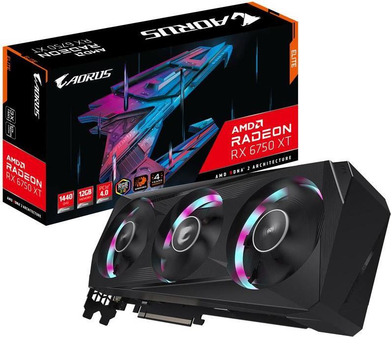 Купить Gigabyte AORUS Radeon RX 6750 XT ELITE 12G - Grafikkarten - Radeon RX 6750 XT - 12GB GDDR6 - PCIe 4,0 - 2 x HDMI, 2 x DisplayPort (GV-R675XTAORUS E-12GD) в магазине wardena.ru