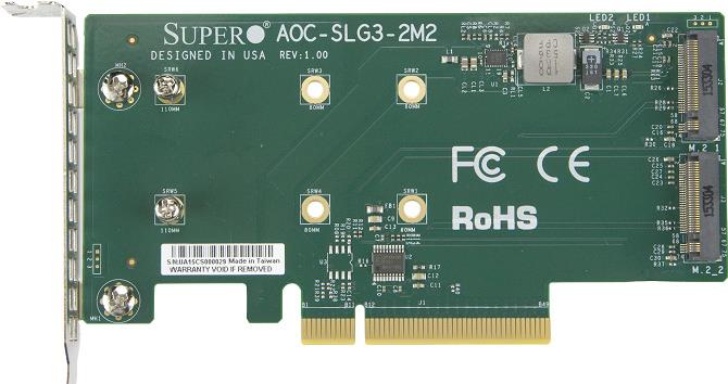 Купить Super Micro Supermicro AOC-SLG3-2M2 - Schnittstellenadapter - M.2 - Erweiterungsschlitz auf 2 x M.2 - M.2 NVMe Card - Low-Profile - PCIe 3.0 x8 (AOC-SLG3-2M2-O) в магазине wardena.ru