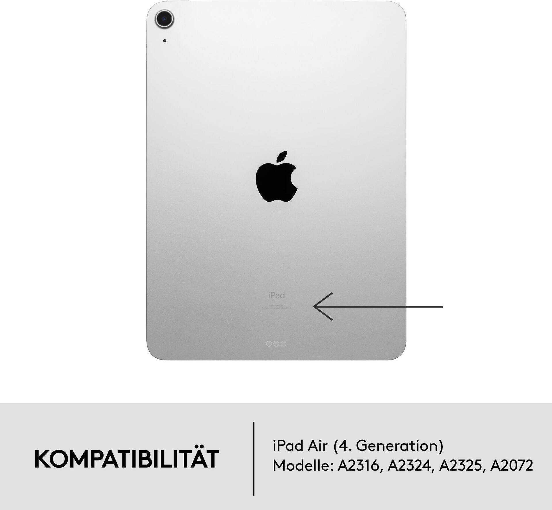 Купить Logitech Combo Touch - Tastatur und Foliohülle - mit Trackpad - hintergrundbeleuchtet - Apple Smart connector - QWERTZ - Deutsch - Oxford Gray - für Apple 10.9"  iPad Air (4. Generation) (920-010297) в магазине wardena.ru