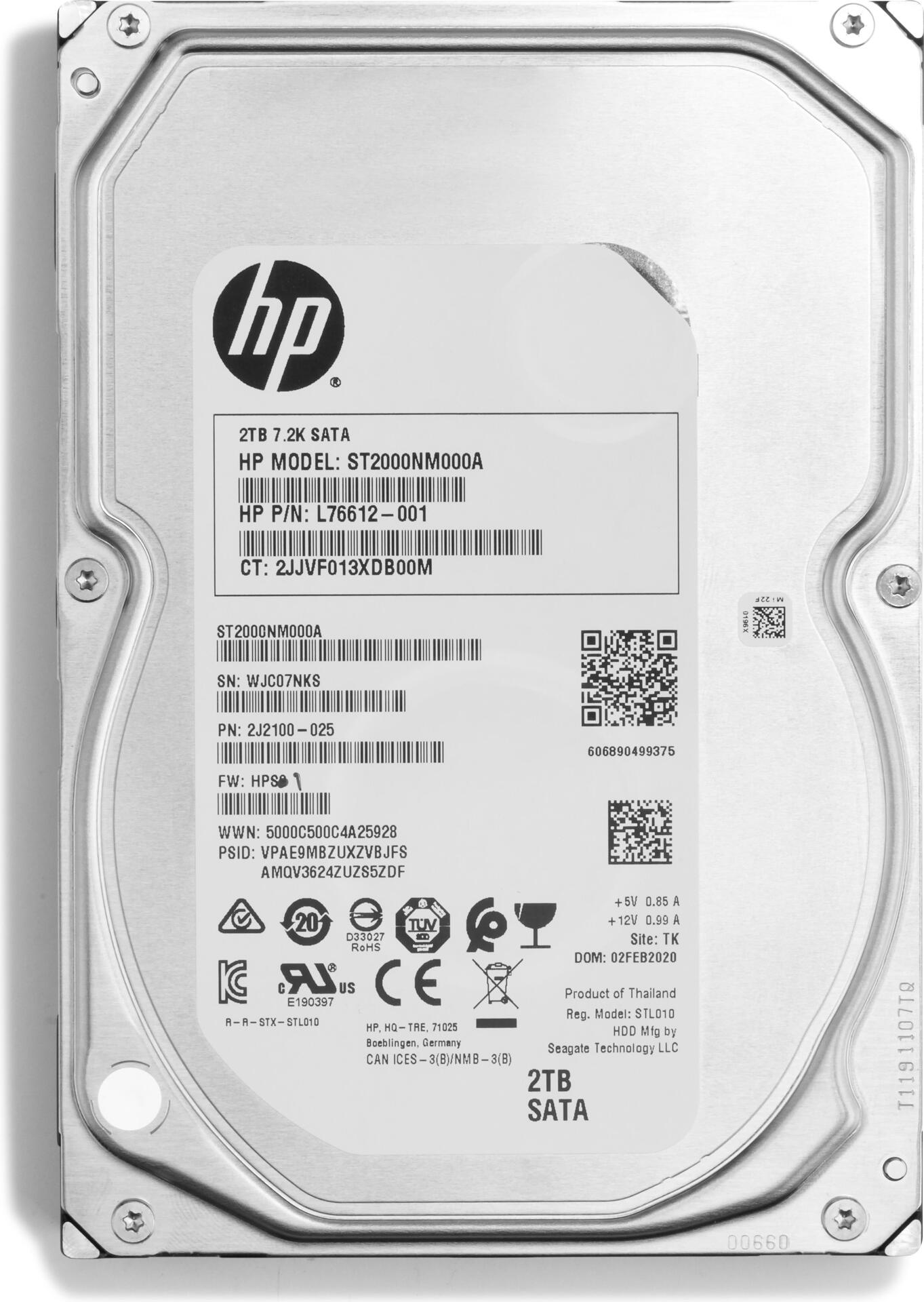 Купить HP Enterprise - Festplatte - 2 TB - intern - 3.5" (8.9 cm) - SATA - 7200 U/min - für Workstation Z2 G5, Z2 G8 (2Z274AA) в магазине wardena.ru