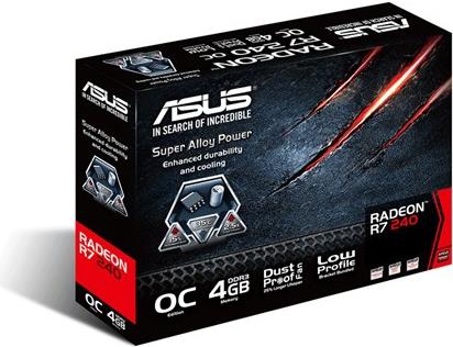 Купить ASUS RADEON R7240-OC-4GD3-L PCI-E3 PCI-E3, 4GB DDR3 820MHz, 75W, DVI, HDMI, VGA (90YV04T2-M0NA00) в магазине wardena.ru
