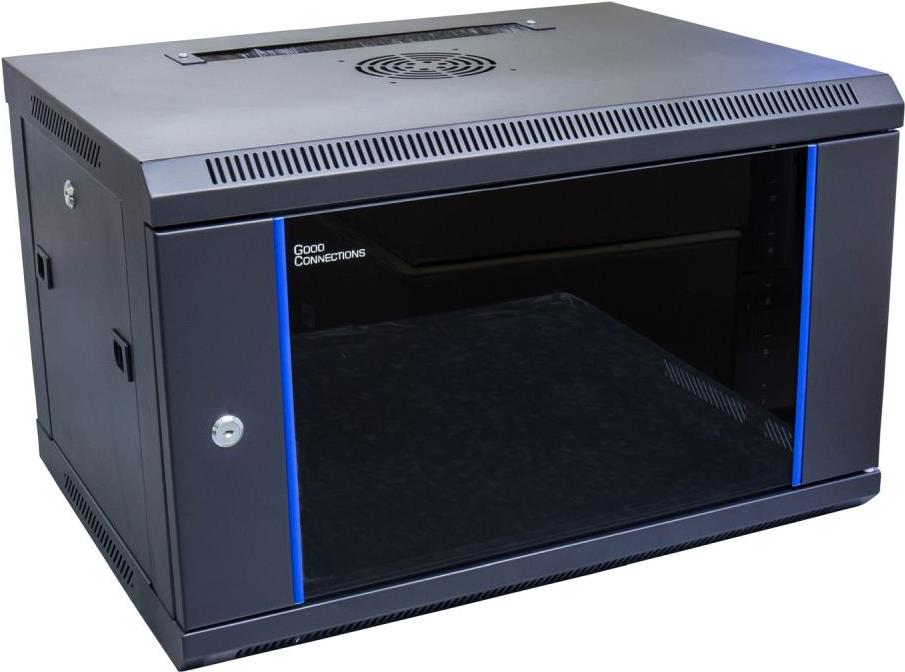 Купить 19" Wandgehäuse, 6HE, tiefschwarz (RAL9005) 600 x 450mm, fertig montiert, Good Connections® (GC-R0006) в магазине wardena.ru