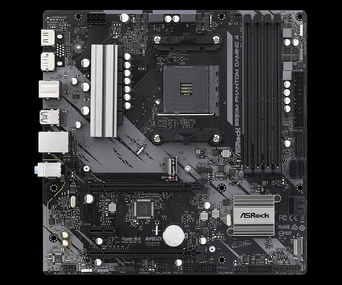 Купить ASRock B550M Phantom Gaming 4 - Motherboard - micro ATX - Socket AM4 - AMD B550 - USB 3,2 Gen 1 - Gigabit LAN - Onboard-Grafik (CPU erforderlich) - HD Audio (8-Kanal) (90-MXBE90-A0UAYZ) в магазине wardena.ru
