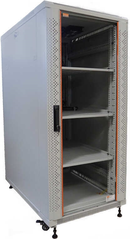 Купить IT-BUDGET 19"-Netzwerkschrank SRK - Komplettset - 22 HE - BxT 600x600 mm - Sicht-/Vollblechtür - 4 Aktiv-Lüfter - PDU - Fachböden - Flatpack - lichtgrau (90ITB19SRK2266GG) в магазине wardena.ru