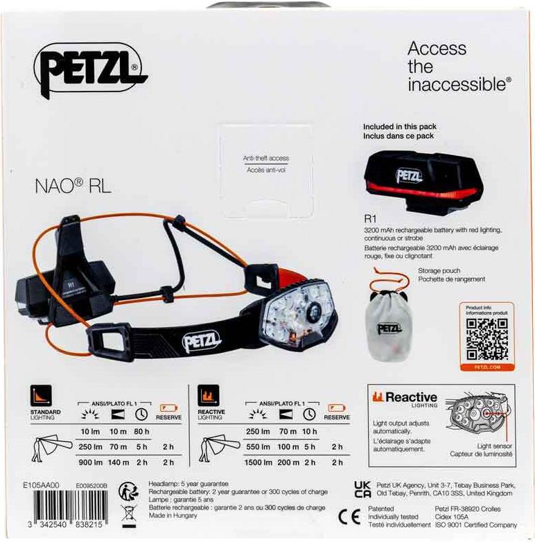 Купить Petzl NAO RL Stirnlampe Ergonomische, ultrastarke und wiederaufladbare Stirnlampe mit REACTIVE LIGHTING®-Technologie. 1500 Lumen (E105AA00) в магазине wardena.ru