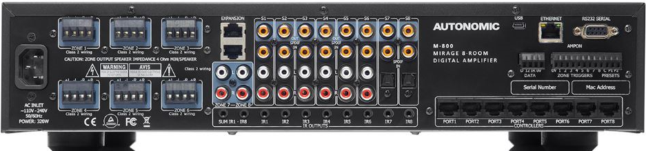 Купить Autonomic 8 Zonen eSeries Netzwerk-Verstärker, 6 Zonen 2x 50W/8Ohm, 2x Preamp, 8 Quellen (6x Digital Coax oder Analog RCA, 2x Digital Coax oder Digital Optisch), RS232/IP Steuerung, Triggers, 2.4" Front Touchpanel, Expan (M-801e) в магазине wardena.ru