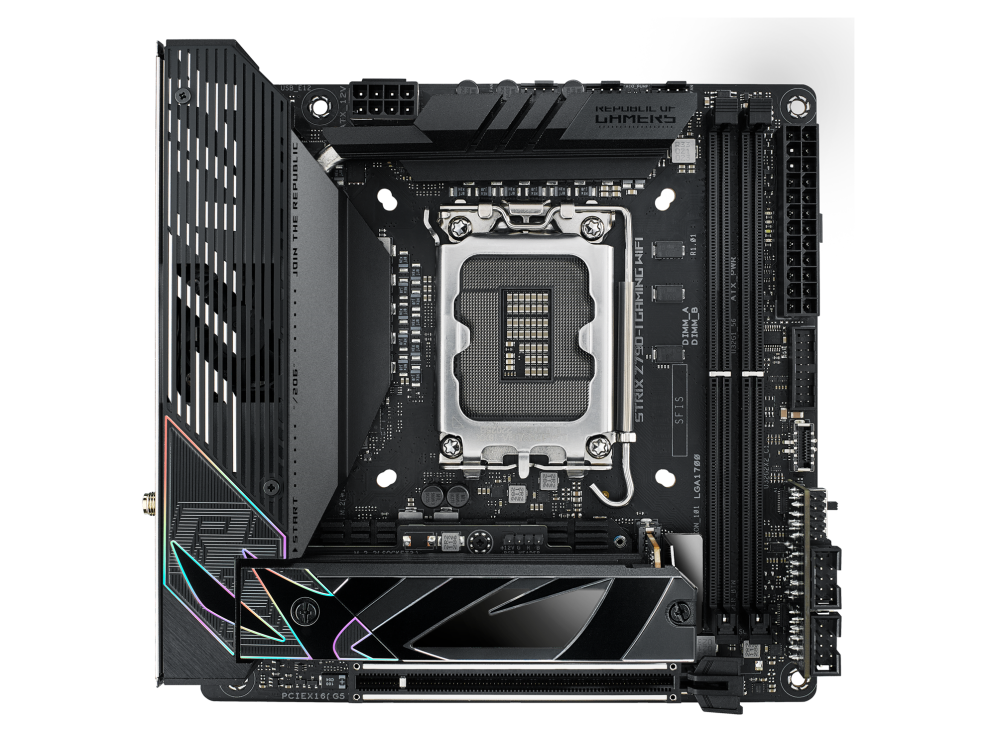 Купить ASUS ROG STRIX Z790-I GAMING WIFI - Motherboard - Mini-ITX - LGA1700-Sockel - Z790 Chipsatz - USB 3,2 Gen 1, USB 3,2 Gen 2, USB4, USB-C 3,2 Gen2, USB-C 3,2 Gen 2x2 - 2,5 Gigabit LAN, Wi-Fi, Bluetooth - Onboard-Grafik (CP (90MB1CM0-M0EAY0) в магазине wardena.ru