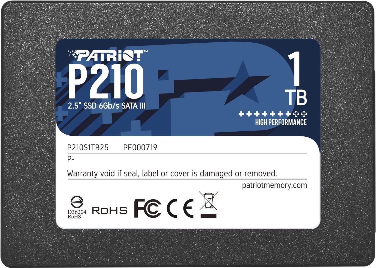 Купить Patriot P210 - SSD - 1TB - intern - 2.5" (6,4 cm) - SATA 6Gb/s (P210S1TB25) в магазине wardena.ru