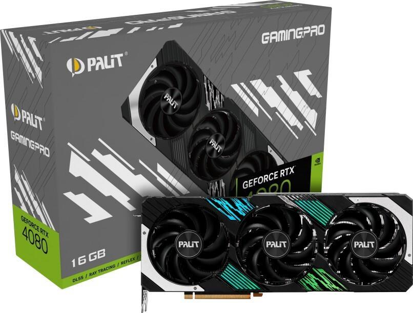 Купить Palit GeForce RTX 4080 GamingPro - GeForce RTX 4080 - 16 GB - GDDR6X - 256 Bit - 7680 x 4320 Pixel - PCI Express 4.0 (NED4080019T2-1032A) в магазине wardena.ru