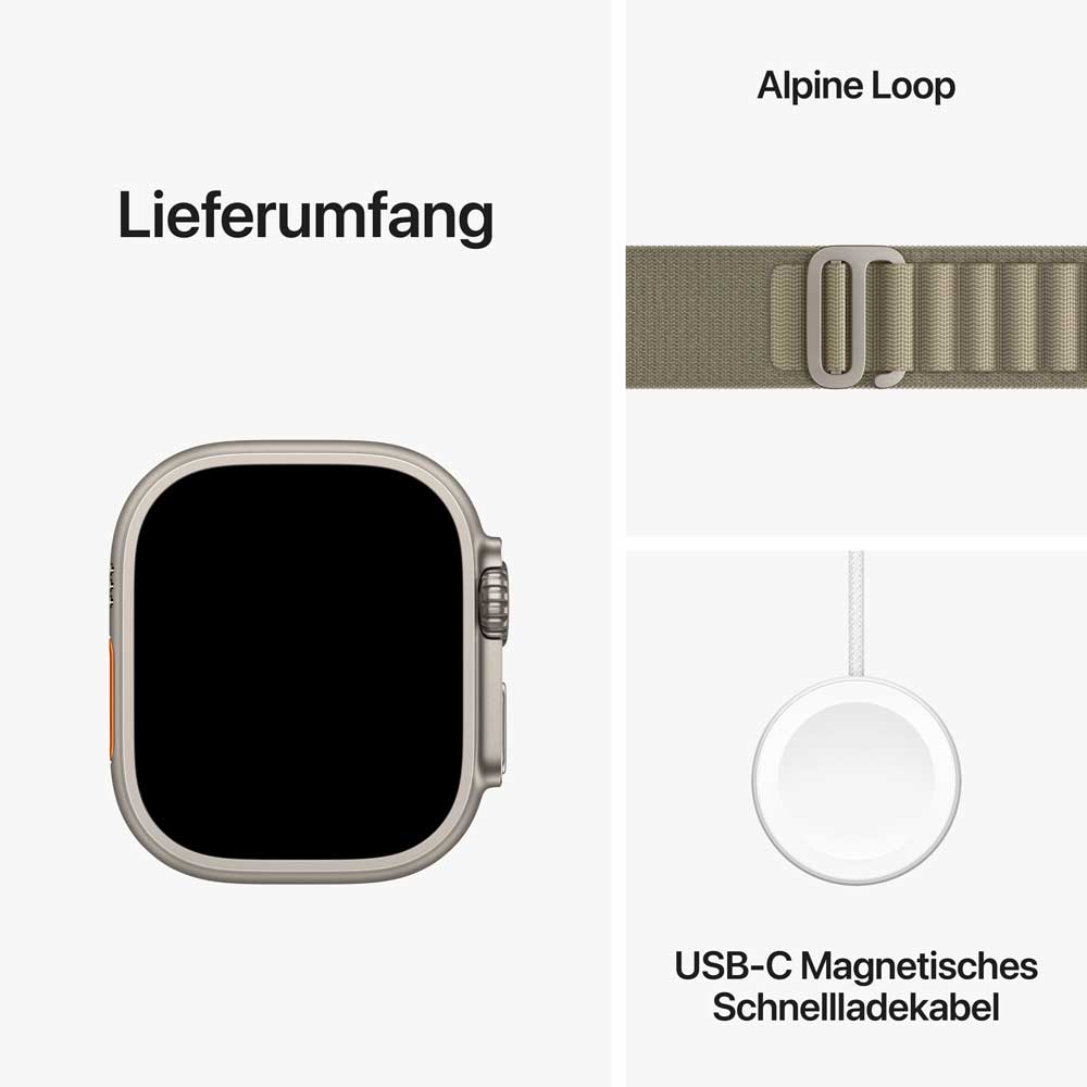 Купить AppleWatch Ultra 2 Titanium Cellular 49mm (Alpine Loop oliv) Small (MREX3FD/A) в магазине wardena.ru