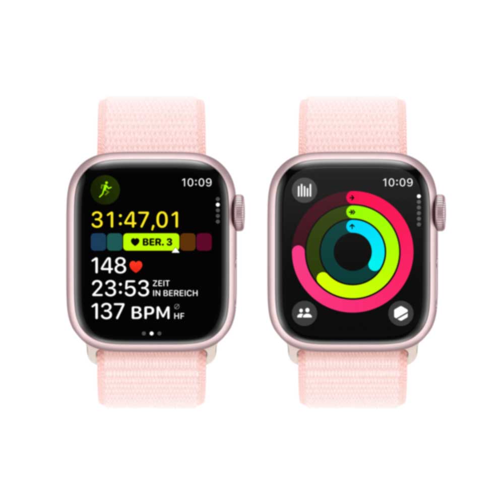 Купить APPLE Watch Series 9 GPS + Cellular 41mm Pink Aluminium Case with Light Pink Sport Loop (MRJ13QF/A) в магазине wardena.ru