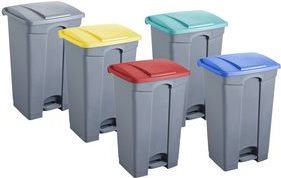 Купить helit Tretabfallbehälter, 87 Liter, mittelgrau/gelb rechteckig, aus PP, mit Haken zur Beutelbefestigung (H2402318) в магазине wardena.ru