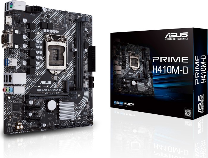 Купить ASUS PRIME H410M-D - Motherboard - micro ATX - LGA1200-Sockel - H410 - USB 3,2 Gen 1 - Gigabit LAN - Onboard-Grafik (CPU erforderlich) - HD Audio (8-Kanal) (90MB13U0-M0EAY0) в магазине wardena.ru