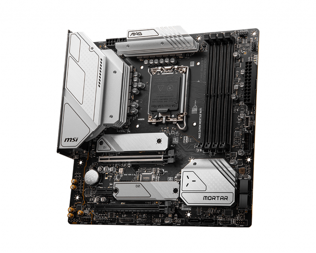 Купить MSI MAG Z690M MORTAR WIFI - Motherboard - micro ATX - LGA1700-Sockel - Z690 Chipsatz - USB-C Gen2, USB 3.2 Gen 1, USB 3.2 Gen 2, USB-C Gen 2x2 - 2.5 Gigabit LAN, Wi-Fi, Bluetooth - Onboard-Grafik (CPU erforderlich) - HD (7D42-014R) в магазине wardena.ru