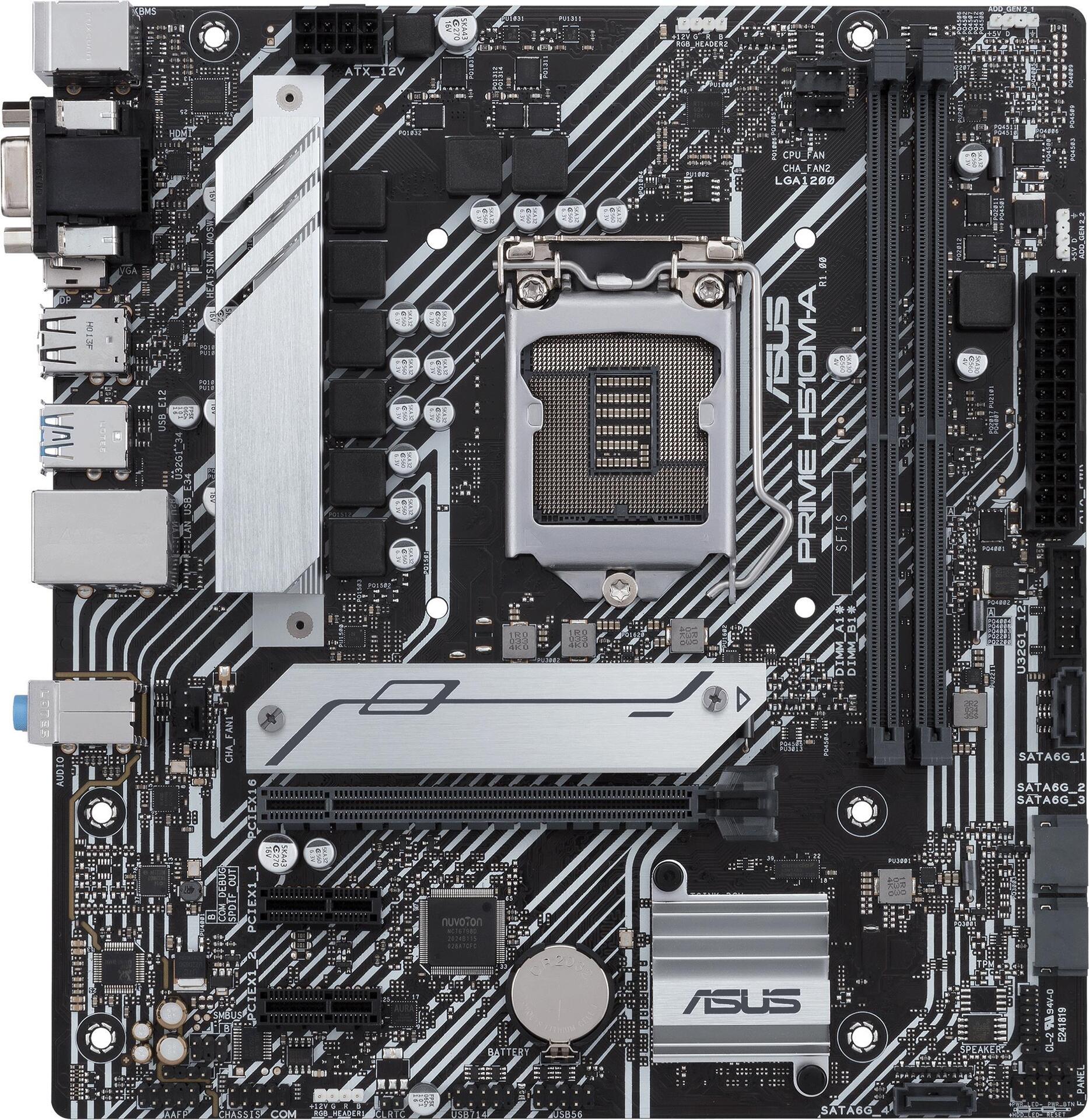 Купить ASUS PRIME H510M-A - Motherboard - micro ATX - LGA1200-Sockel - H510 Chipsatz - USB 3.2 Gen 1 - Gigabit LAN - Onboard-Grafik (CPU erforderlich) - HD Audio (8-Kanal) (90MB17C0-M0EAY0) в магазине wardena.ru