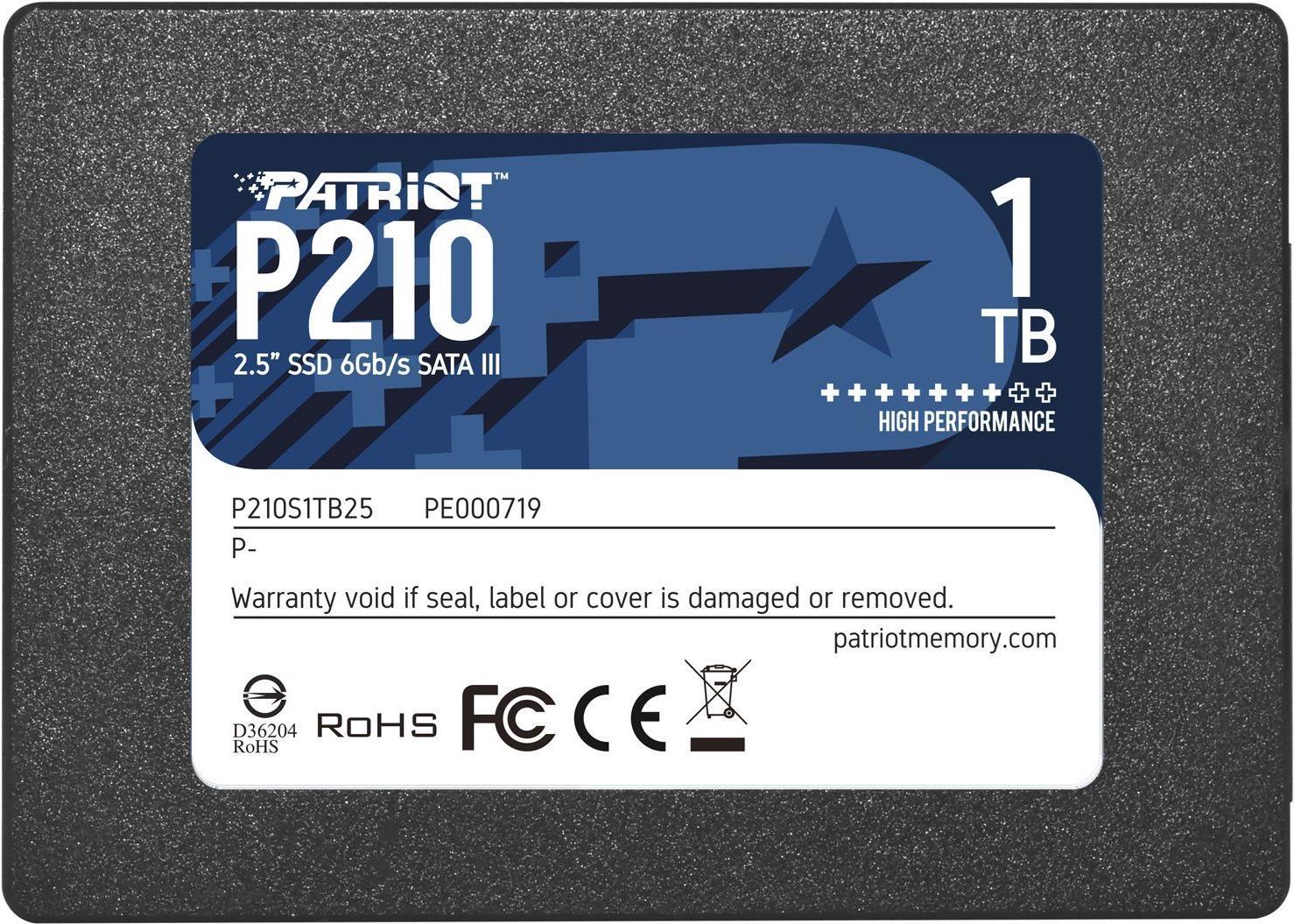 Купить Patriot P210 - SSD - 1TB - intern - 2.5" (6,4 cm) - SATA 6Gb/s (P210S1TB25) в магазине wardena.ru