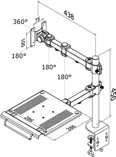 Купить Neomounts by Newstar FPMA-D960NOTEBOOK - Befestigungskit - für LCD-Display/Notebook (full-motion) - Schwarz - Bildschirmgröße: 25.4-68.6 cm (10"-27") - Klemmmontage, Tischmontage в магазине wardena.ru